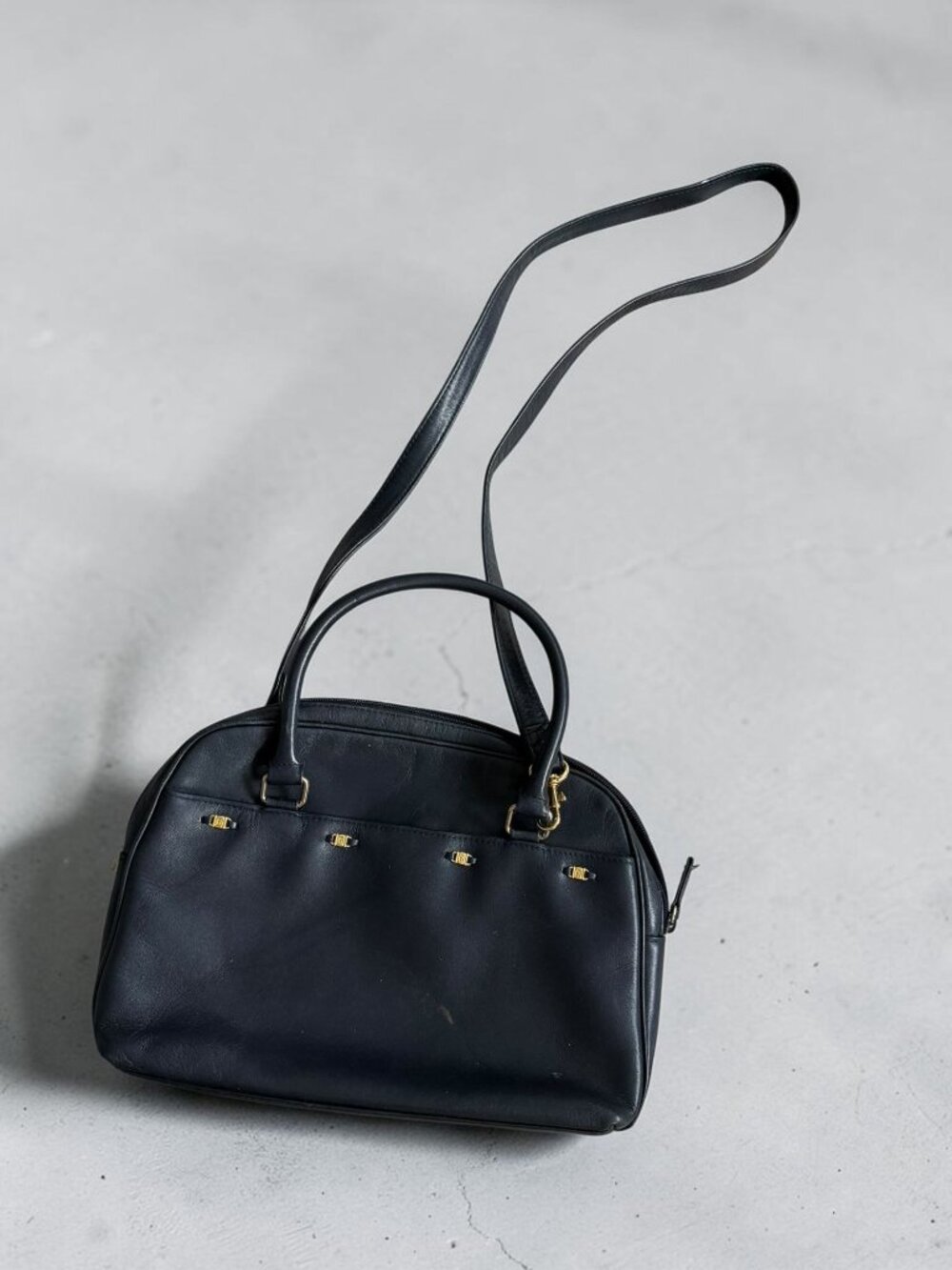 ETIENNE AIGNER Vintage Navy Blue Leather Crossbody Bag
